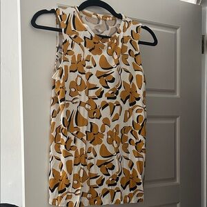 Nine West Mustard and Black Abstract Top